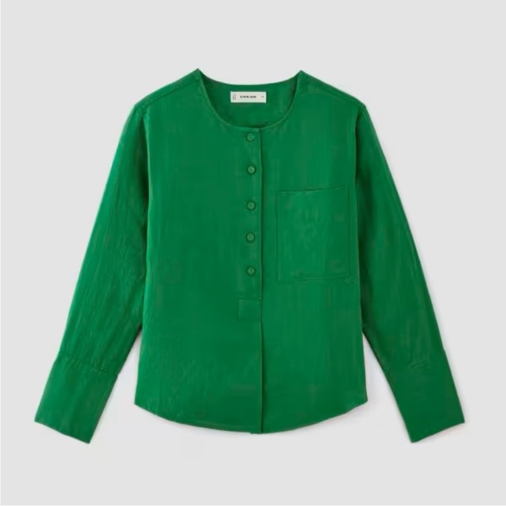 BOGO! Everlane Popover Shirt Flax Linen Grass Green Size Small - Picture 11 of 11